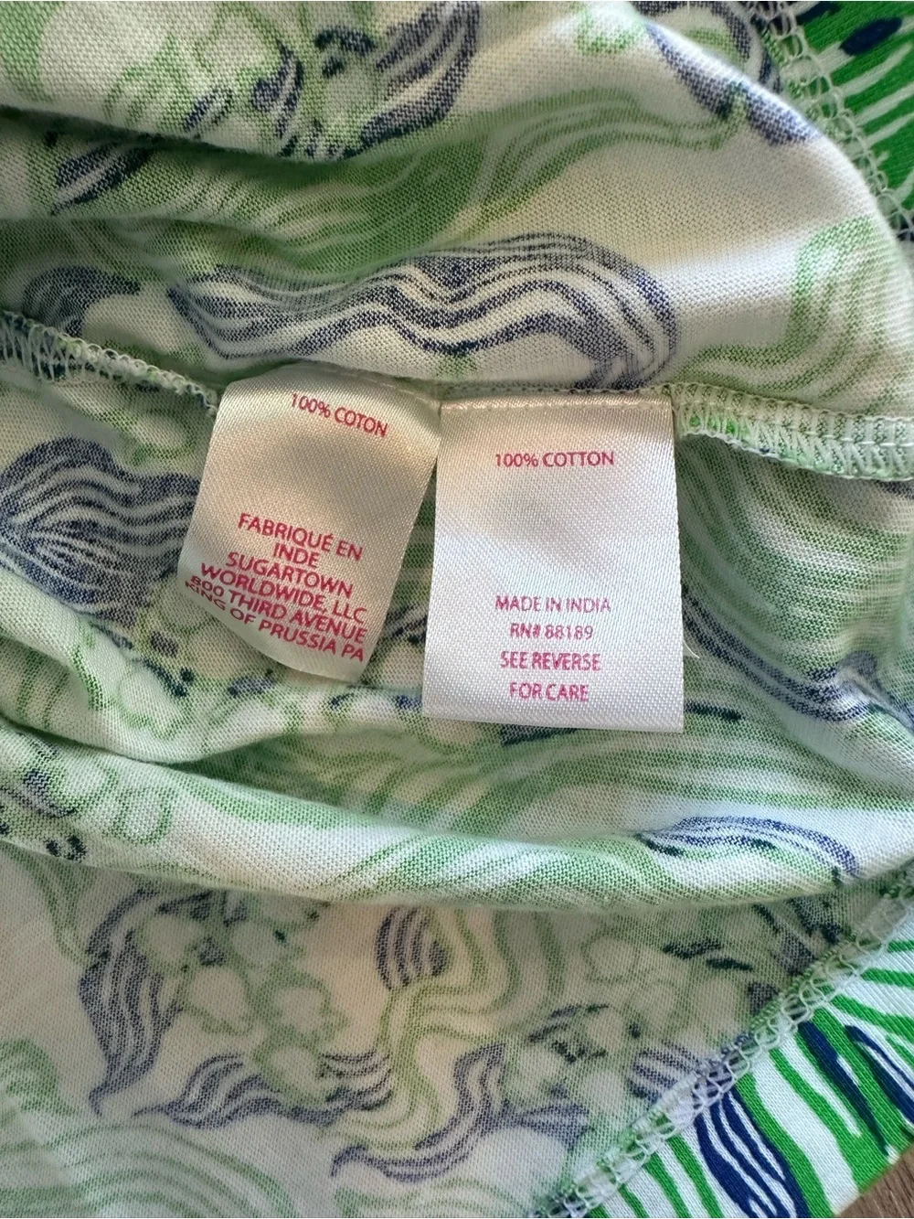 Lilly Pulitzer Green and Blue Abstract Print Button-Down Top